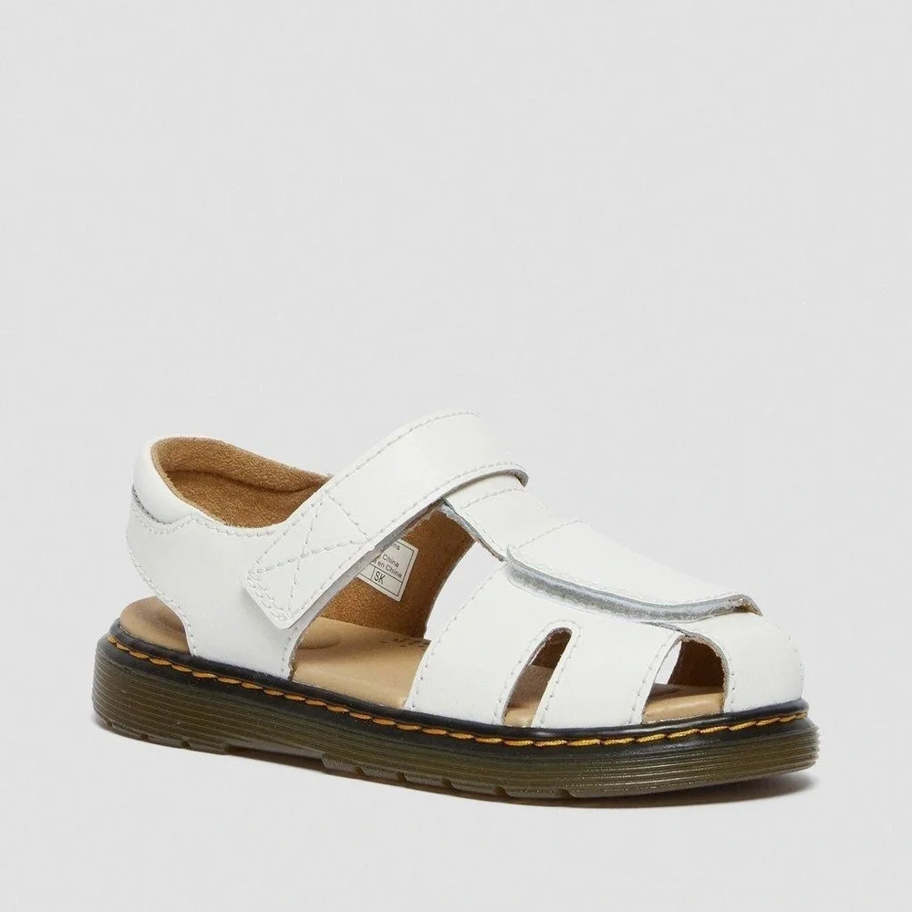 DR Martens JUNIOR MOBY II LEATHER VELCRO SANDALS White
